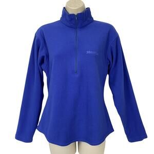Marmot Top Womens Medium Blue Fleece 1/4 Zip Pullover Polartec Lightweight